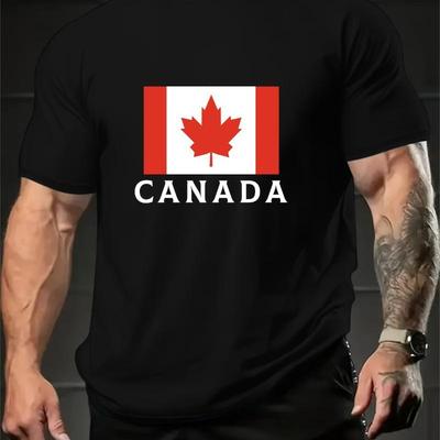 Canada Flag Print T-Shirt,Lightweight T-Shirt Breathable Cool, Comfortable Wear