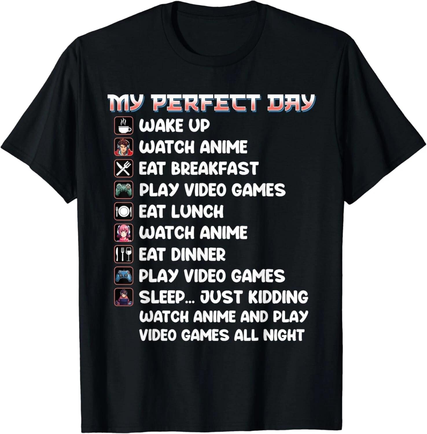 

Anime Gamer Shirt My Perfect Day Watch Anime Play Video Game Gift Unisex T-Shirt M