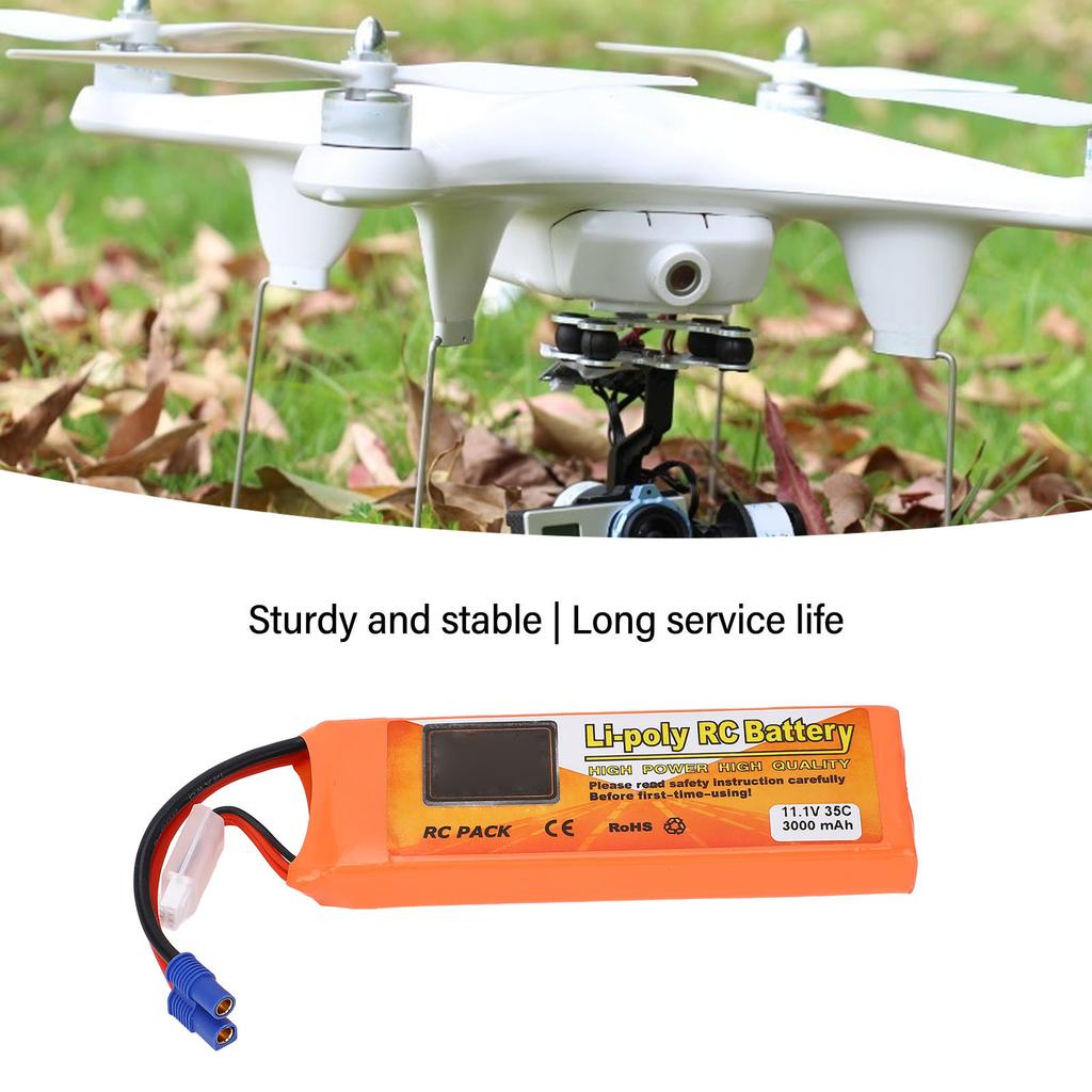 3000mAh LiPo Battery 11.1V 35C Replacement Quadcopter Battery with EC3 Plug for Speedboat Airplane
