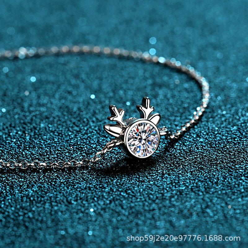 S925 Sterling Silver Bracelet 50 Points Moissanite Bracelet Simulated Diamond Antler Bracelet