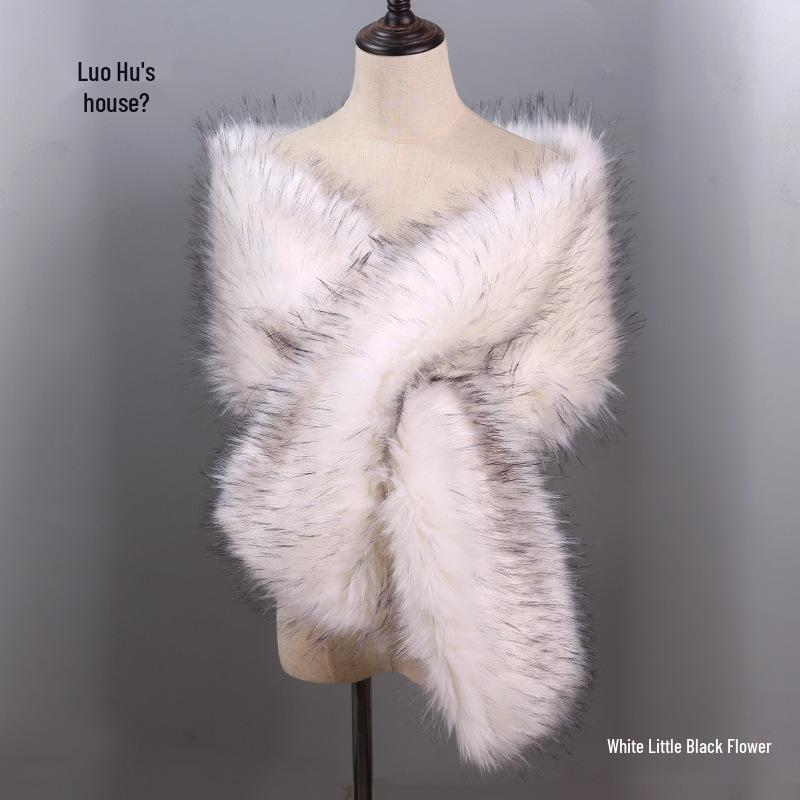 Women's Faux Fox Fur Shawl Cloak: Thick Autumn/Winter Bridal Evening Scarf and Neck Warmer