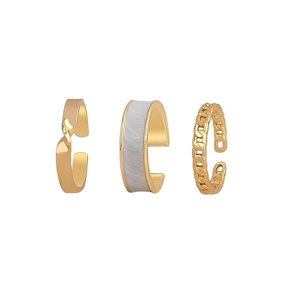 3 Pieces/Set Alloy Women Ring Portable Open End Fashionable Simple Style Wedding Dating Rings Jewelry Birthday Gift