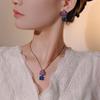 Autumn And Winter Jewelry Copper Bottom Gold-Plated Simulation Blue Spinel Black Gold Retro Camellia Set 10 * 10