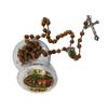 Christian Prayer Wooden Beads Rosary Necklace with Our Lady of Guadalupe and Crucifix for Women and Men in Gift Box