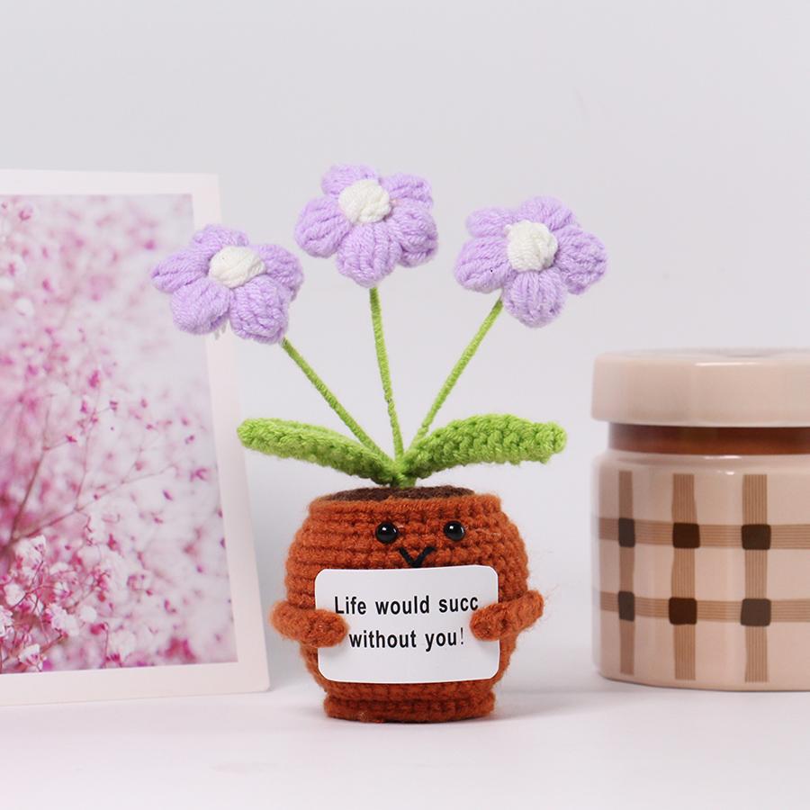 33 Styles Crochet potted tabletop Words of encouragement forget-me-not crochet orange convolia heart-warming ornament