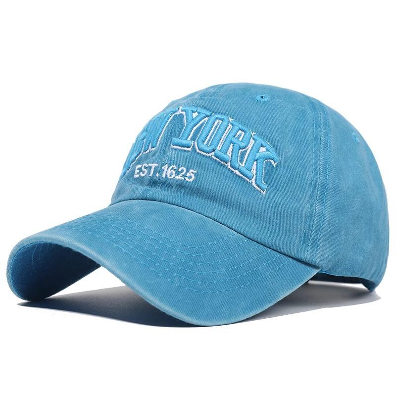 Retro English Letter Embroidered Baseball Cap New Style Wash Cotton Denim Baseball Cap Men and Women Sun Protection Sun Hat
