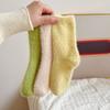 Women Coral Velvet Floor Socks Fluffy Pure Color Medium Tube Elastic Sleep Plush Sock