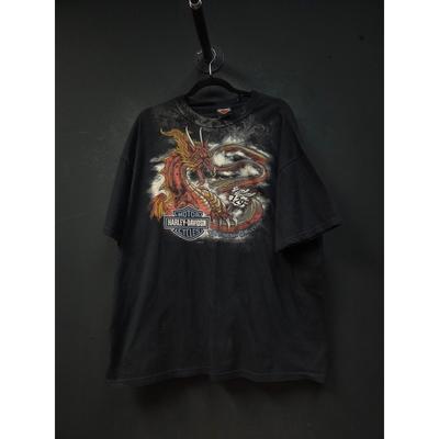 Vintage Y2K Harley Davidson Dragon All Over Print Tee Size XXL