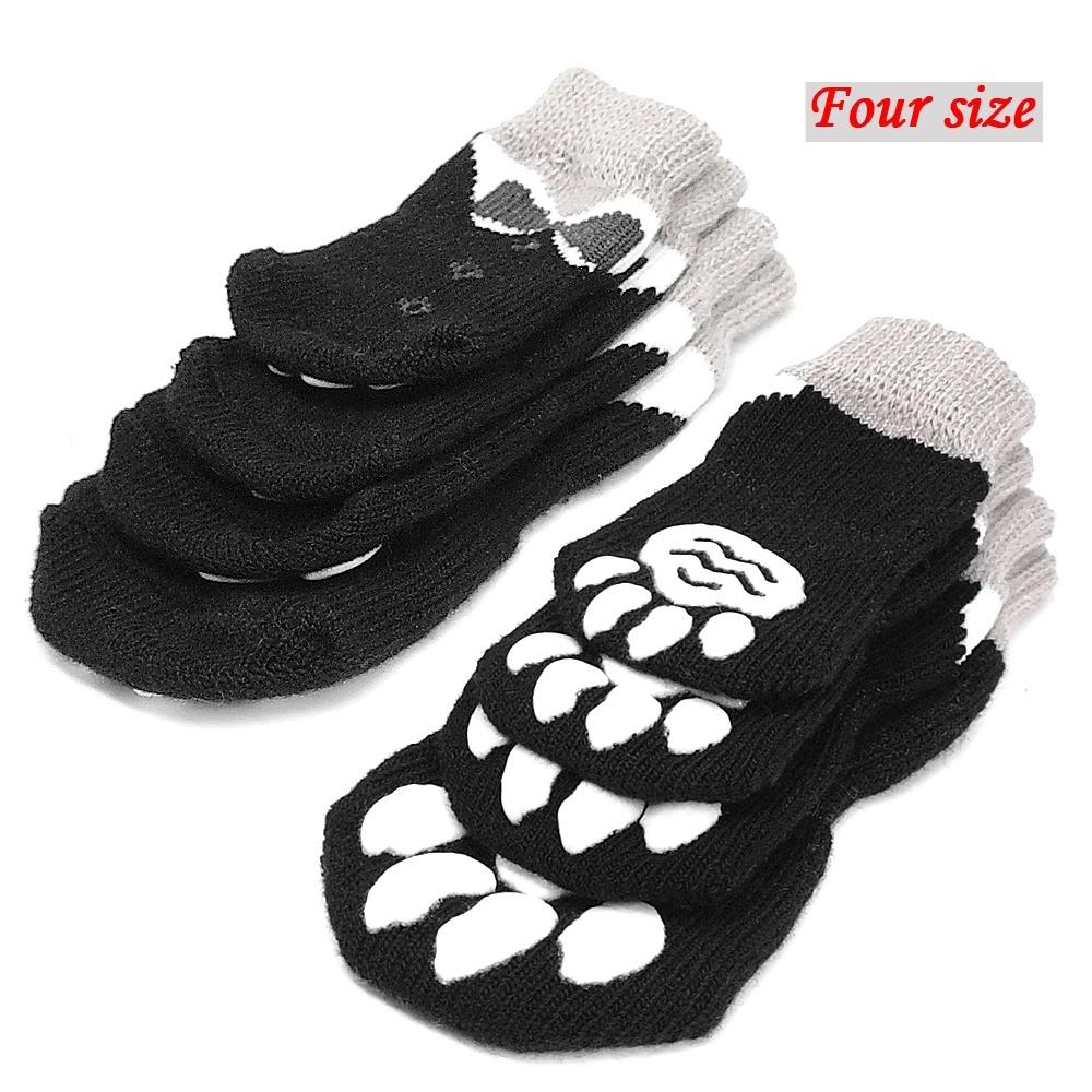 Anti-Slip Dog Shoes Pet Knitted Socks Cotton Small Medium Pets Booties No-Slip Paw Sole Dog Cat Pupp