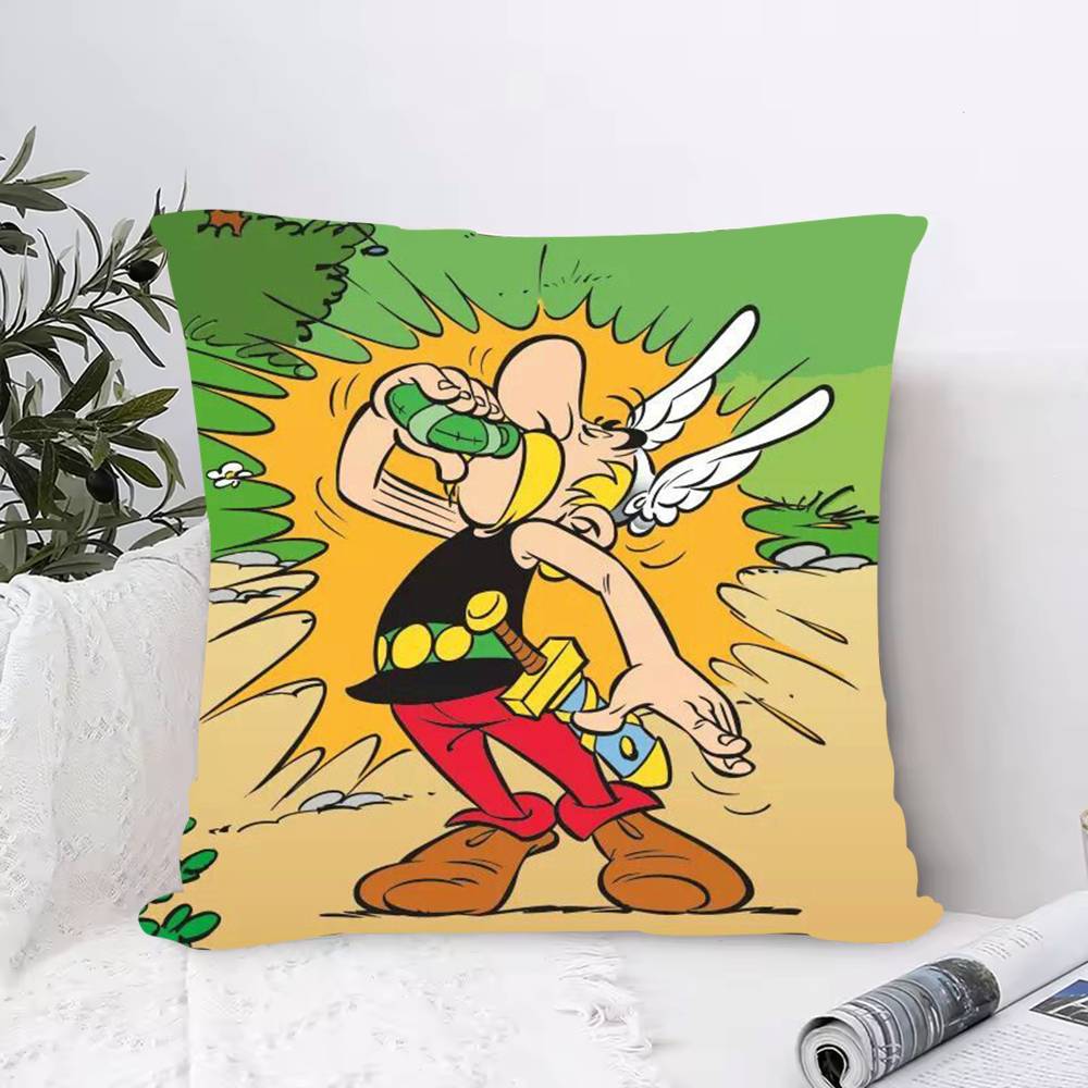 Asterix And O-Obelix Carton Pillow Case  Anti-dustmite Pillowcase Invisible Zipper Silky Short Plush Sofa Cushion Cover