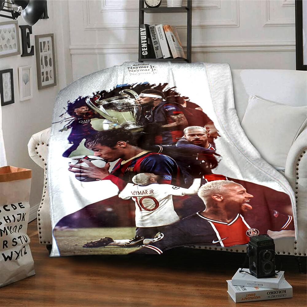 Football Legend Celebration Pose printed flannel breathable and warm blanket, a stylish home gift, suitable for home, office and bedspread use. 15a138