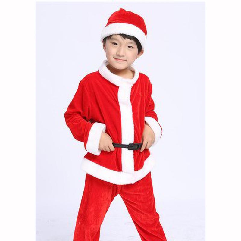 Traje Cálido de Fiesta de Navidad Invierno Abrigo Pantalones Sombrero Zapato Traje de Juego de Roles de Papá Noel Niños Niñas