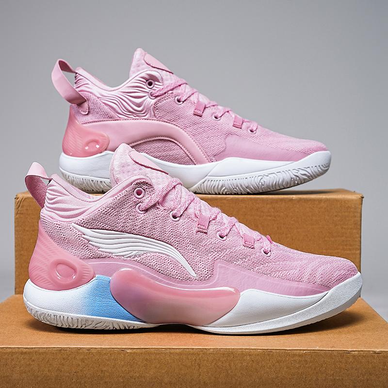 Basketball Shoes for Men and Women in Summer Mesh Breathable Lightweight Soft Sole Non-Slip Wear-Resistant Shock-Absorbing Stude