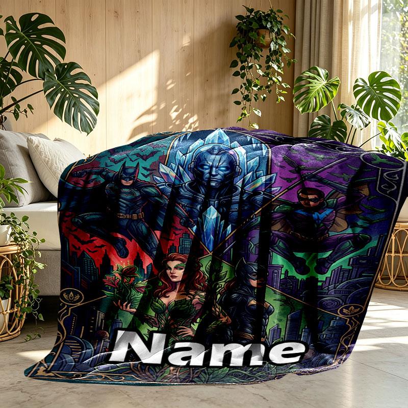 Custom Name Personalized Batman Print Blanket, Home Decor, Bedroom, Sofa, Camping, Couch, Gifts for Birthday Christmas
