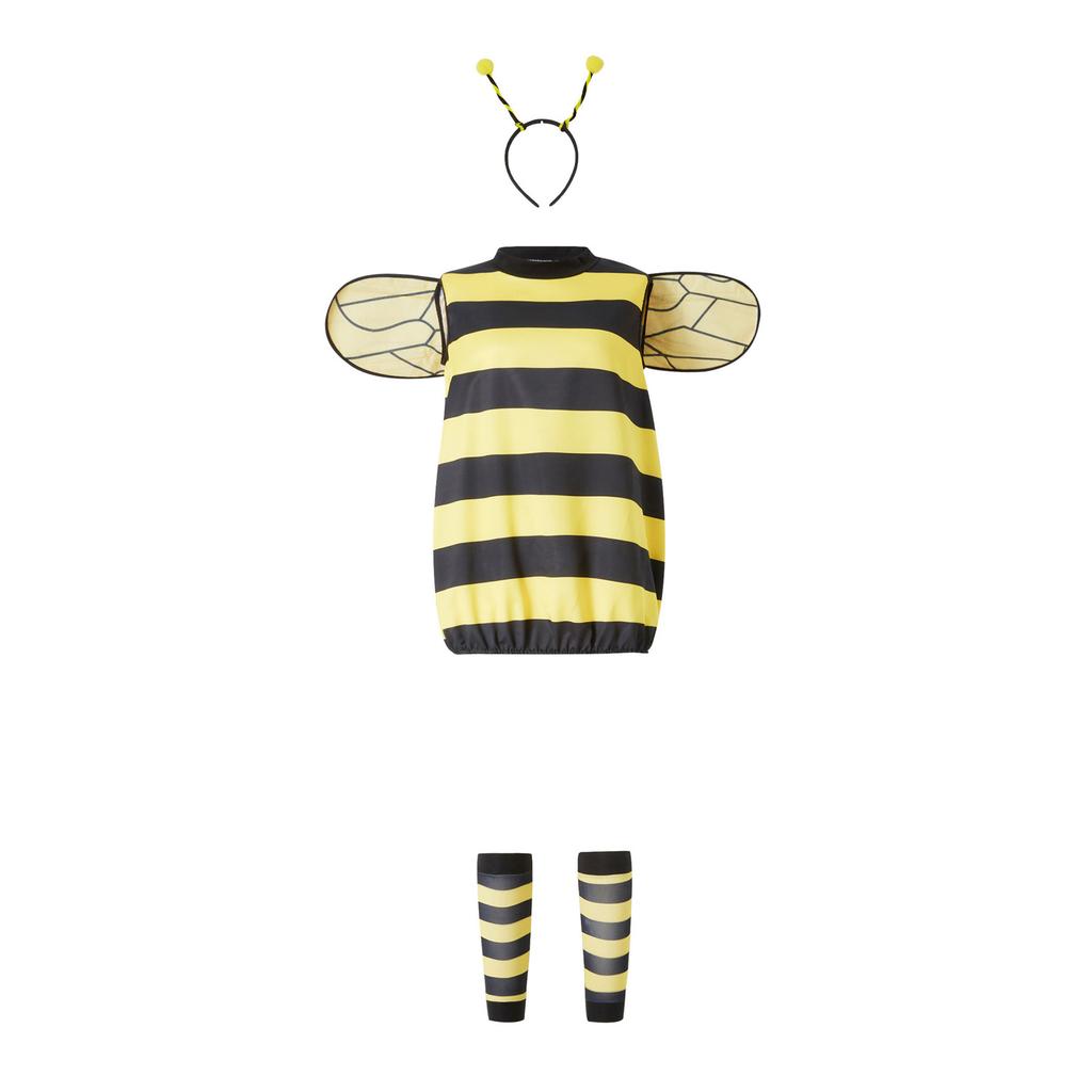 Bee Costumes for Women, Halloween Honey Bee Costume Adult Kids Little Bee Costume, Antennae Headband+Dress+Wings+Leg Warmers
