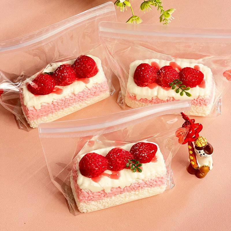 Strawberry Mousse Cake Taba Squishy Silicone Strawberry Cream Cake Mochi Toy Squeeze Toy Fidget Toy Stress Release Hand Relax