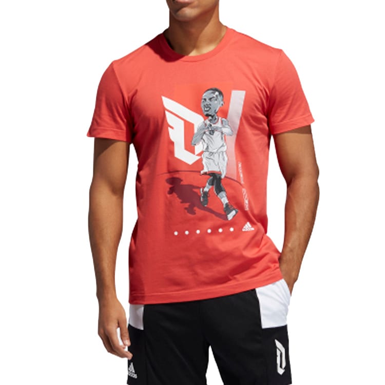 adidas T Shirts Men's Honor Red Crew Neck Moderate Straight Fit FT8837
