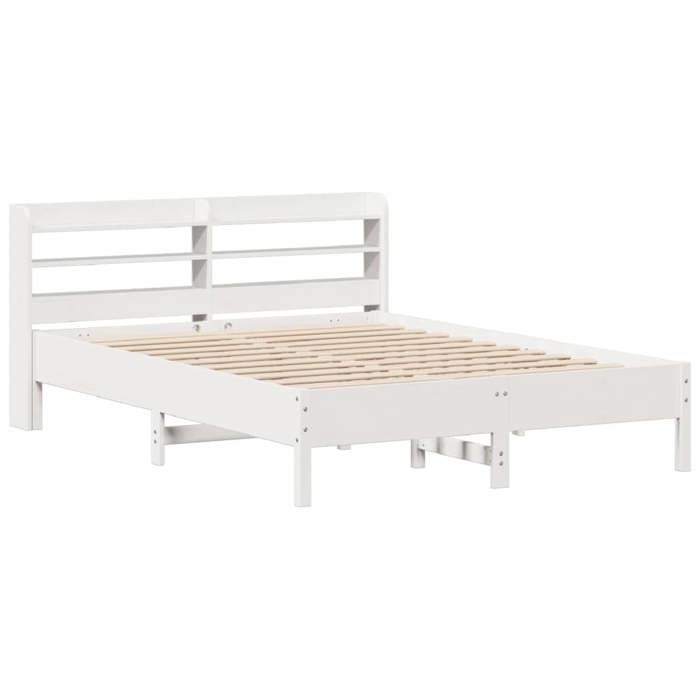 VidaXL Bed Frames and Headboard White 140x190 Cm Solid Pine Wood, Bed, Bedroom Furniture, Wooden Bed, Bed 3306901