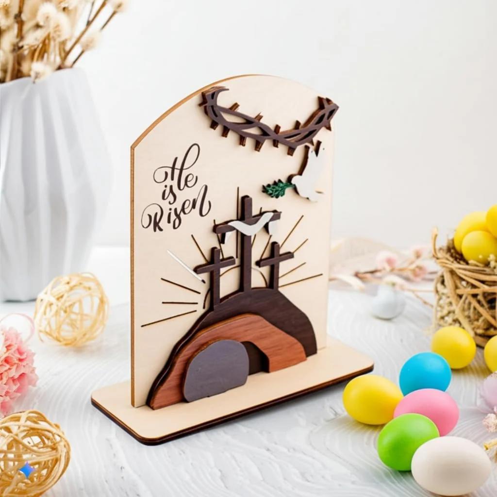 Easter Empty Tomb Sign Display Ornament Desk, Home Desktop Decoration
