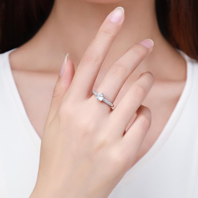 Modian Real 925 Sterling Silver Round Ten Hearts Arrow CZ Classic Finger Rings For Women Luxury Wedding Fine Jewelry Accessories