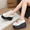 Fashion Comemore Japanese Jk Uniform Mary Jane Shoes Large Size Women Wedges High Heels Leather Pumps for Women Punk Style Single Shoes