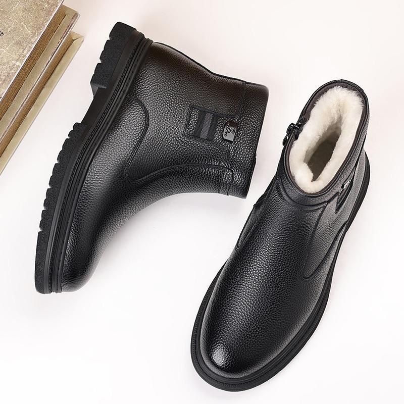 The First Layer of Cowhide Winter New Men's Cotton Shoes High-top Wool Warm Boots Genuine Leather Velvet Men's Leather Shoes Men's Shoes