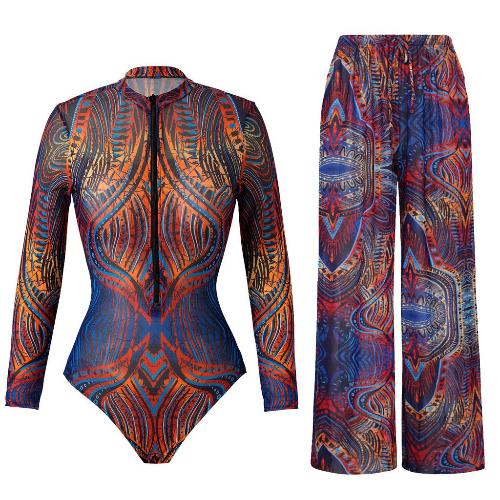 Intelligenter Badeanzug Russischer Stil Damen Sonnenschutz Einteiliger Badeanzug mit langen Hosen