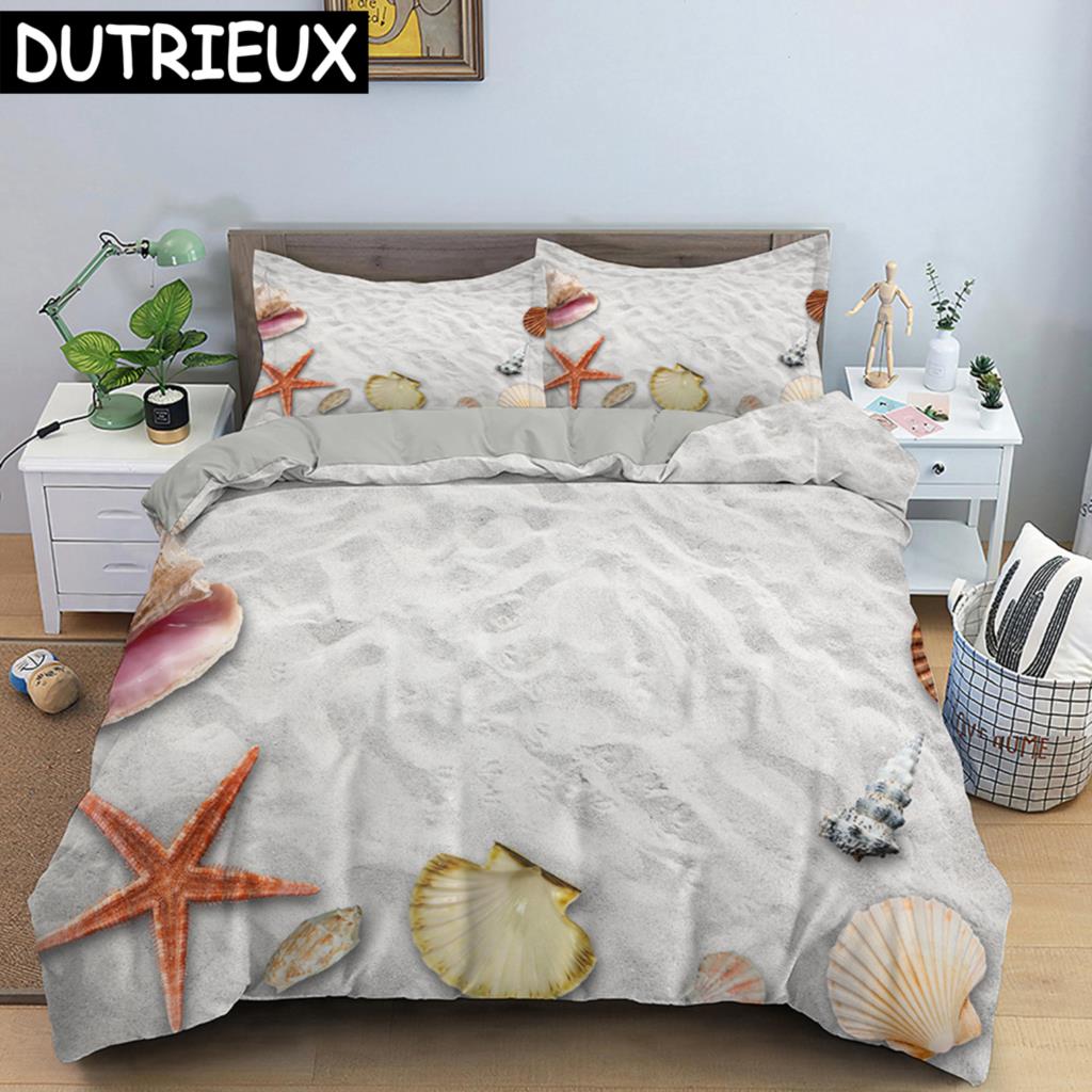 Seaside Beach 3D Duvet Cover Bedding Set Comforter Linen Pillowcases Quilt Cover Home Decor Single Double Twin King Queen