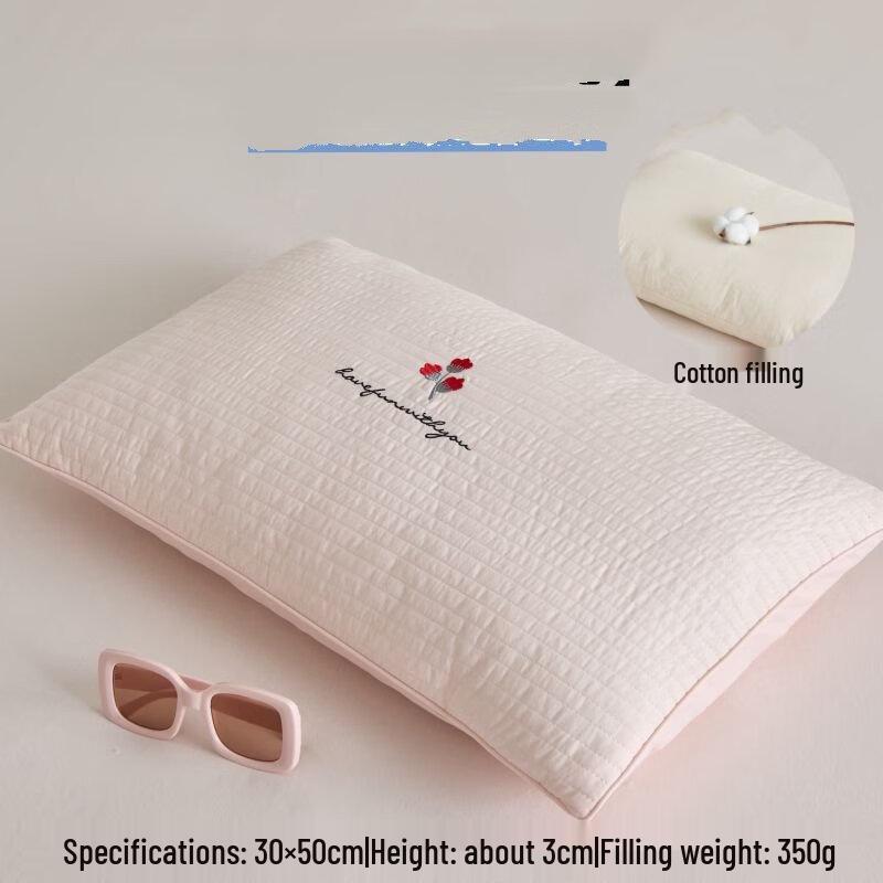 Toddler Cotton Pillow with Embroidered Pillowcase