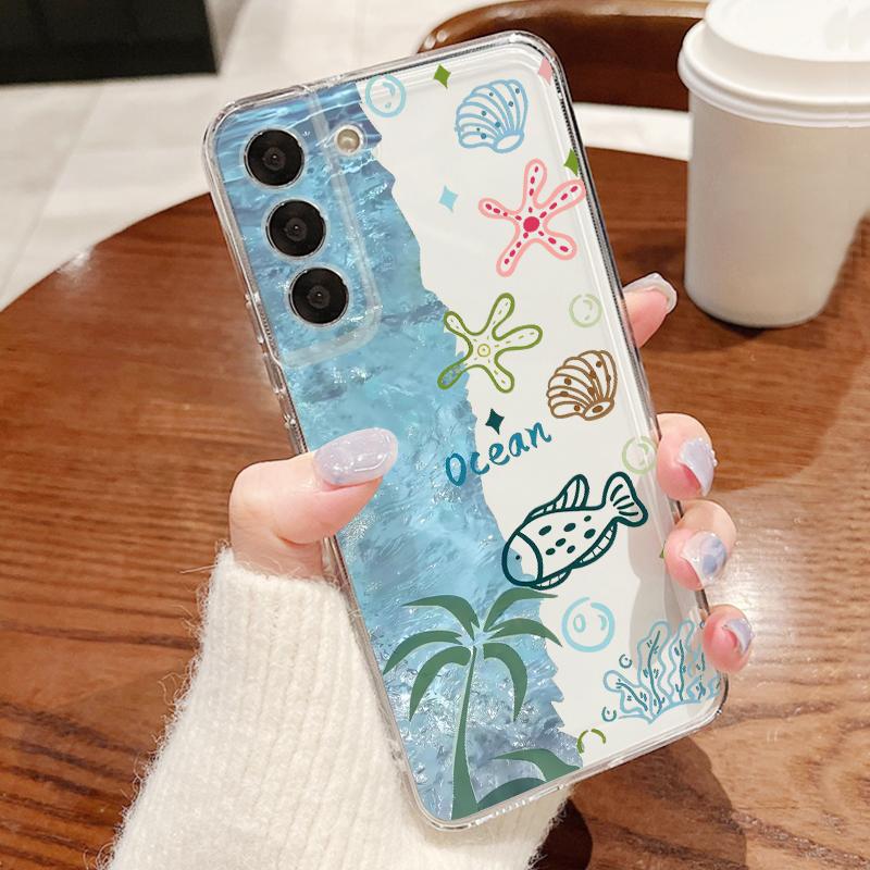 Starry Sea Dolphin Adventure Phone Case For Samsung S26 S25 Ultra S24 Plus S22 S23 S21 FE A54 A15 A35 A55 A16 A36 A56 A17 A37 A57 5G Clear Soft Cover