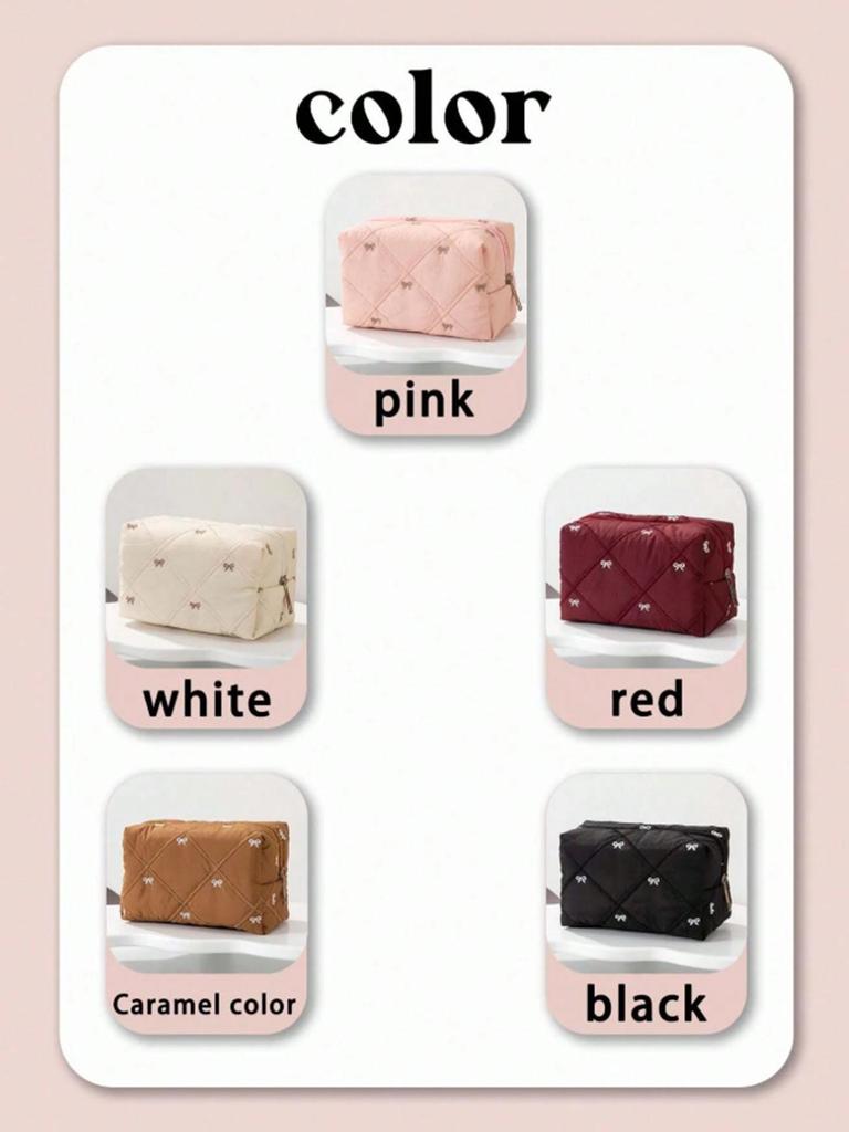 Customized Embroidered Bow Makeup Bag