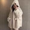 2024 Witch Hooded Long Shearling Mink Fur Halloween Coat