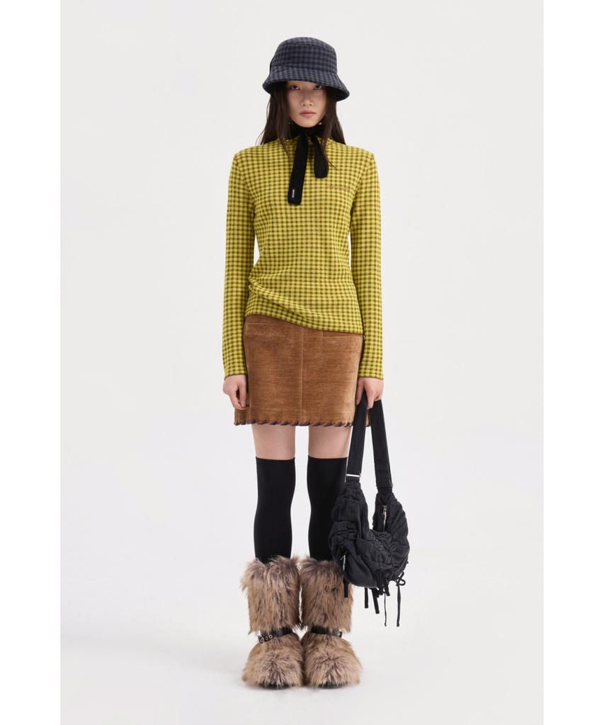 LUCKY CHOUETTE Gingham Check High Neck Knit Pullover (Yellow) Lfwaw25310Yex