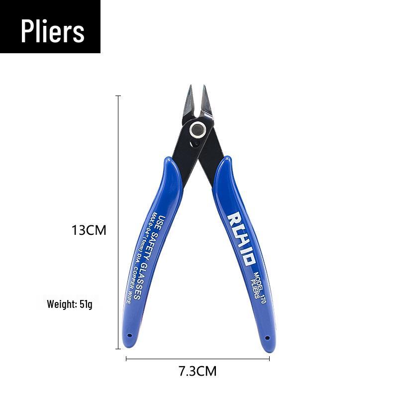 Blue 170 Electronic Nippers - Industrial Sprue Plastic Diagonal Pliers for Model Trimming & Cutting.