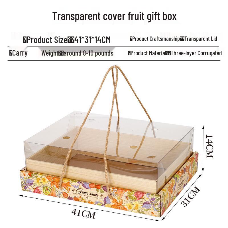 Ins Style Transparent Fruit & Flower Gift Box, 10 Jin Capacity, Leather Mixed Gift Box