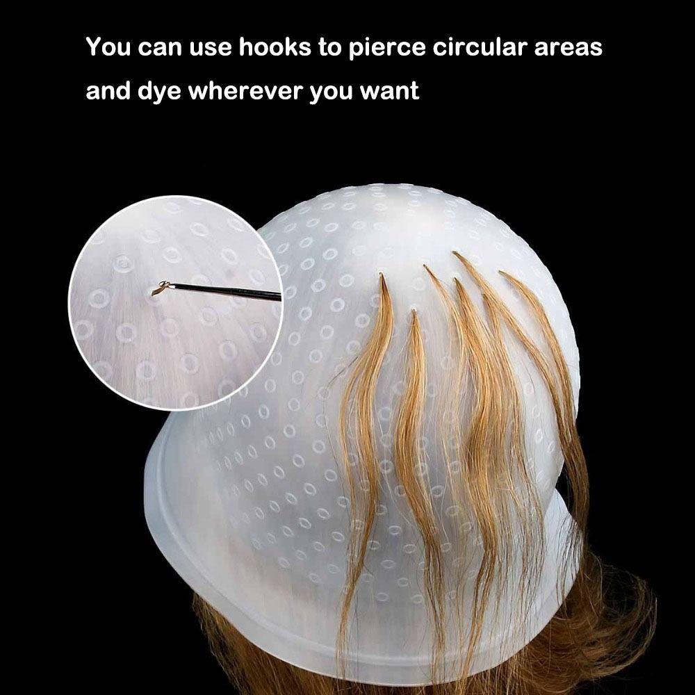 Reusable Hair Coloring Highlighting Cap With Hook Hair Dying Frosting Cap Soft Dye Hat Caps