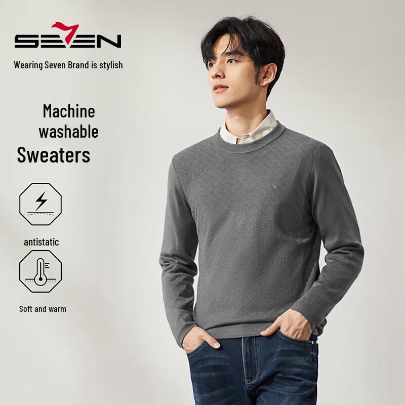 Мужской антистатический свитер Seven Brand с круглым вырезом, машинная стирка 2XL