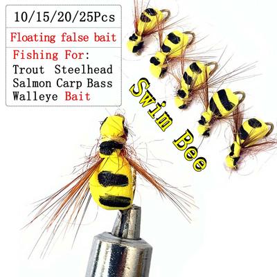 10/15/20/25 Stücke Künstliche Schwimmende falsche Biene Locken Köder Angeln Für Forelle/Bass Fliegen Angeln Locken Köder