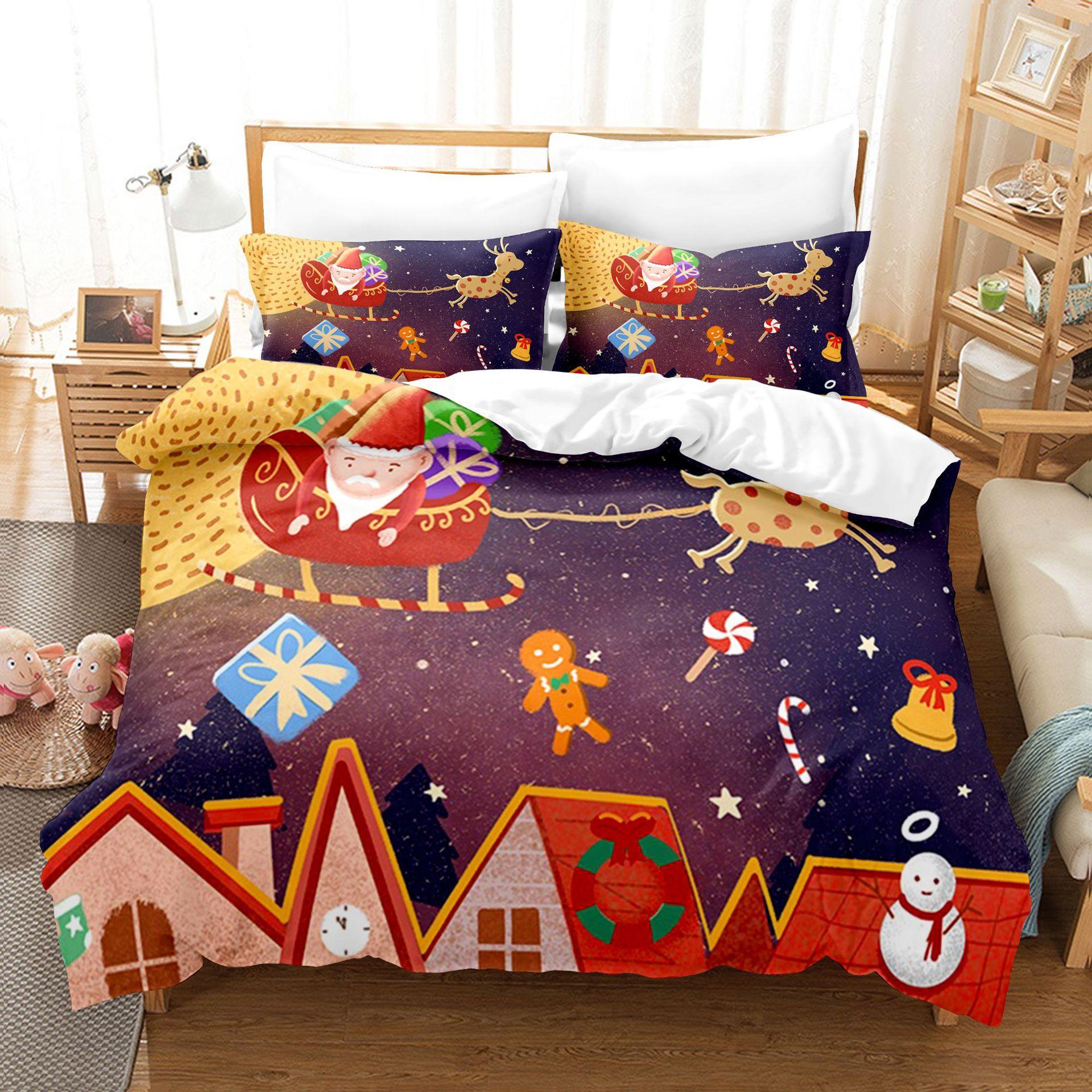 

Duvet cover set Christmas bedding set Pillowcase 3pcs Digital Printing Comforter Set Christmas bedding supplies customizable EU single 135x200cm
