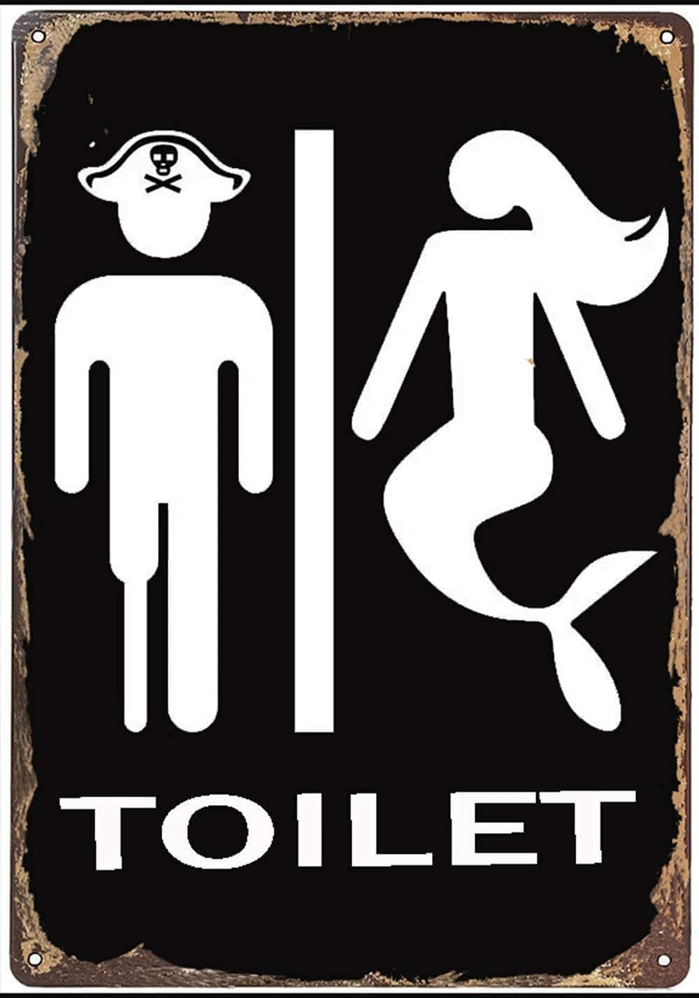 

Novelty Metal Tin Sign Pirate and Mermaid Toilet Sign Home Wall Decor Birthday Gift Garden Yard Signs Vintage Praluminum 20x30cm（7.8x11.8inch）