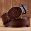 High Quality Real Genuine Leather Belt Luxury Smooth Buckle Belt Pure Cowskin Engraving Strap Male Cowboy Jeans for Man
