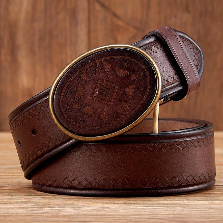 High Quality Real Genuine Leather Belt Luxury Smooth Buckle Belt Pure Cowskin Engraving Strap Male Cowboy Jeans for Man