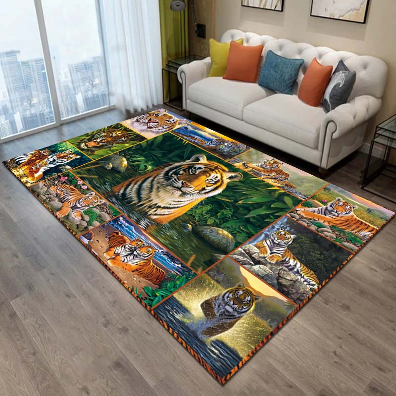 

2025 NewLarge Tiger Pattern Rug, Wrinkle Resistant, Non-Slip, Soft Home Rugs, Living Room Decor, Bedroom Kitchen Rugs 40x60cm