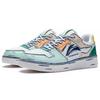Li Ning Leather Fashion Abrasion Resistant Breathable Low Top Skateboard Shoes Men's White Green AGCS199-2