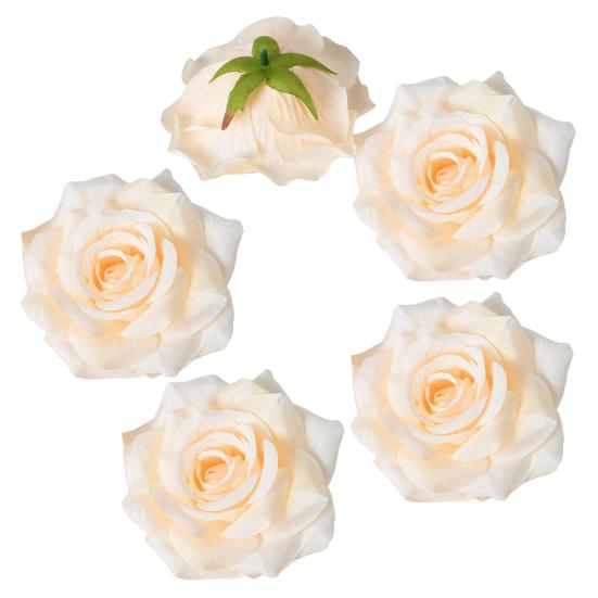 5 Stück Künstliche Rosenblütenköpfe Realistische Falsche Seidenrosenköpfe für Zuhause DIY Blumenwand Hochzeitsparty Geburtstag Babyparty Dekoration
