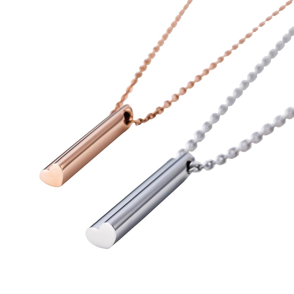 Pair Necklace Surgical Stainless Steel 316L Allergy Free Heart Pink Silver [White Clover] & 4SUP088GO&4SUP089SV