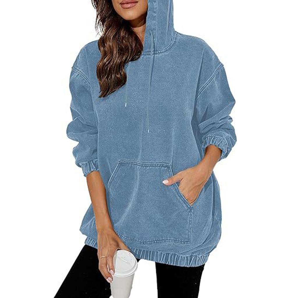 Women's Fashionable Casual Hooded Pullover Vintage Washed Drop-shoulder Long-sleeved Loose Sweater