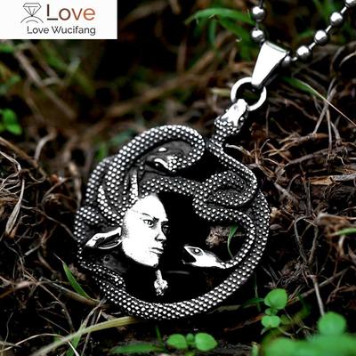 Punk Gothic Griechischen Mythologie Schlange Medusa Kopf Anhänger Halskette Männer Frauen Edelstahl Kette Halskette Mode Amulett Schmuck