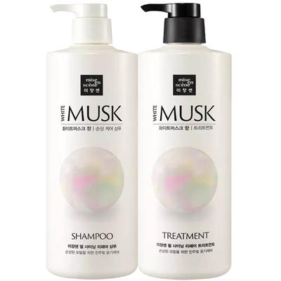 Mise-en-scène Pearl Shining Repair Shampoo White Musk Duft 1000ml x 1 + Spülung 1000ml x 1_ Feuchtigkeitsspendend, 1 Set, 1L