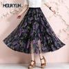 Summer Chiffon Skirt Long Plus Size Bohemian Floral Big Swing Female Beach Skirt Long Skirt Women's A-line Skirts